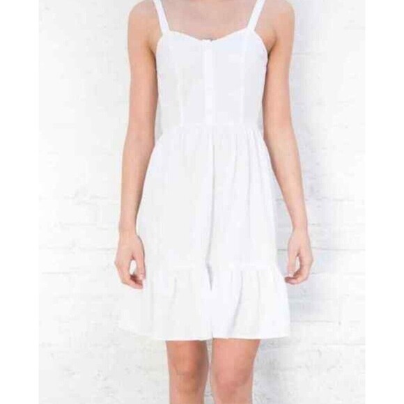 Brandy Melville Sundress Ruffle Tie Back One Size Tianna Dress V Neck 100%cotton - Picture 2 of 11